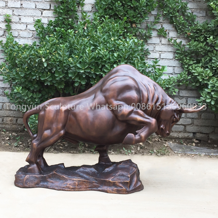 Bronze Fighting Bull Statue with Backing 
