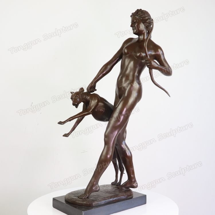 Sculpture en Bronze for Indoor Decoration Hunting Goddess Bronze Sculpture - Walking Female Bronze Sculpture Nude