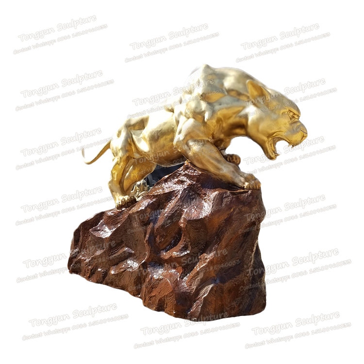 Bronze Life Size Gold Panther Leopard Sculpture (Accept Black Color)