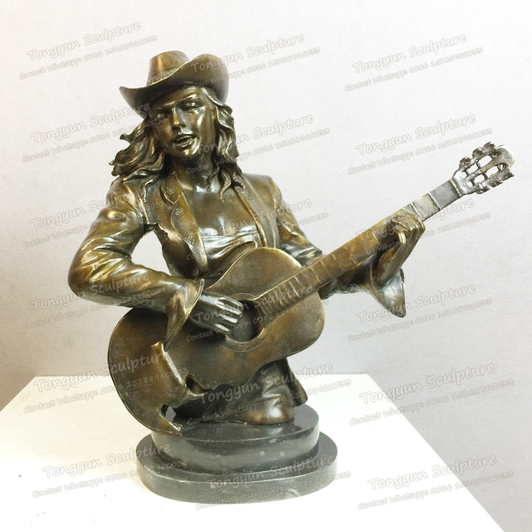 厂家直销欧式人物雕塑音乐家雕塑弹吉他人物铜雕客厅摆件铸铜人物半身像摆件铜工艺品