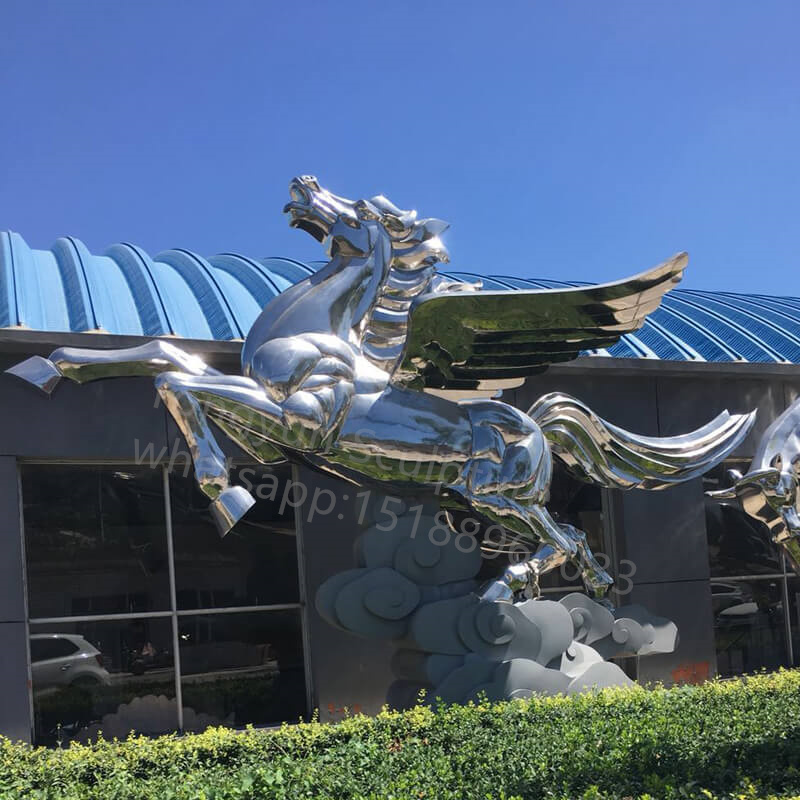 Stainless Steel Winged Horse Sculpture