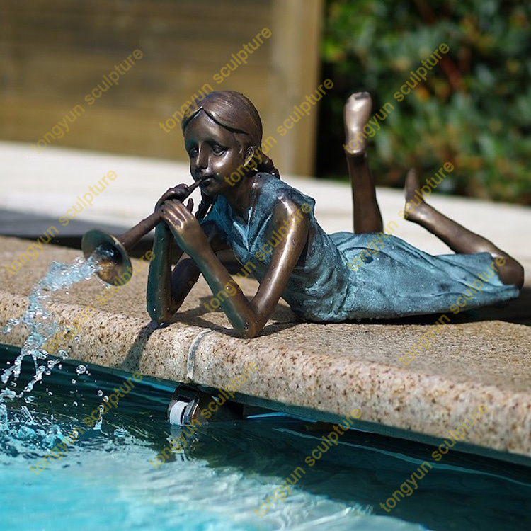 Modern Design Art Bronze Life Size Dancing Ballerina Girl Fountain Statue Copper Bronze Water Fountain Gril Sculpture 