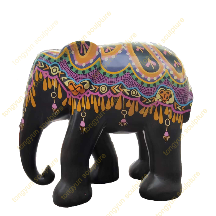 Popular Modern Design Customized Design Large Outdoor Decoration Colorful Resin Elephant