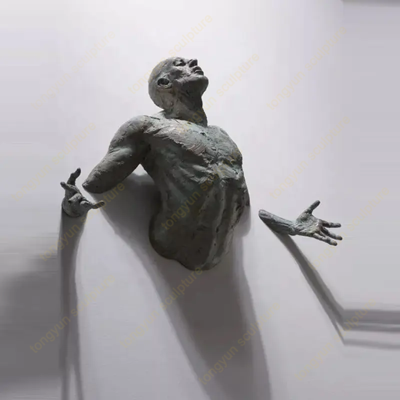 Metal Wall Art Statue Indoor Decor Bronze Nude Man Sculpture