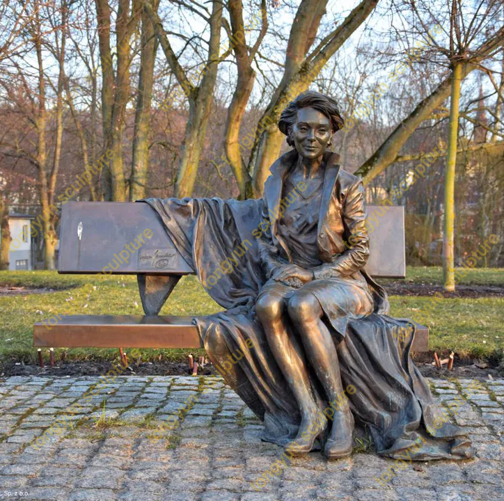 Outdoor Decoration Life Size Copper Figure Statue Garden Bronze Woman Sculpture Sitting on Bench