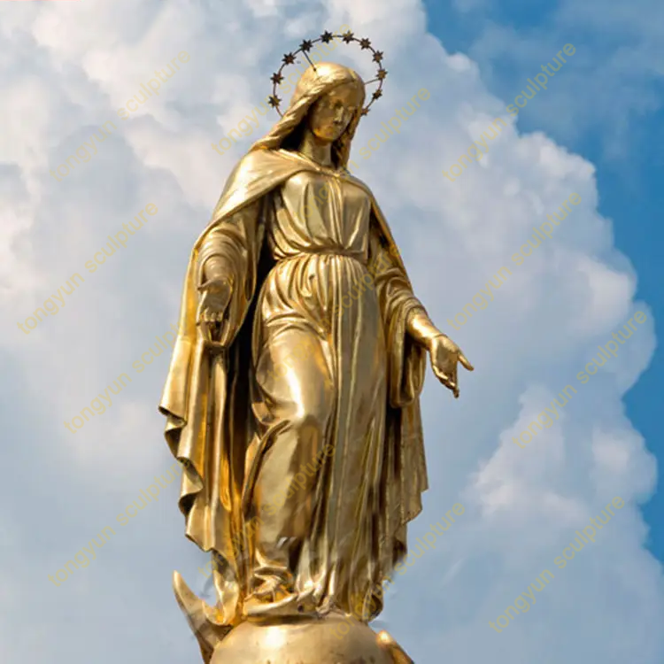 Life Size Catholic Religious Art Metal Brass Mother Mary Sculpture Bronze Virgin Mary Statues for Sale