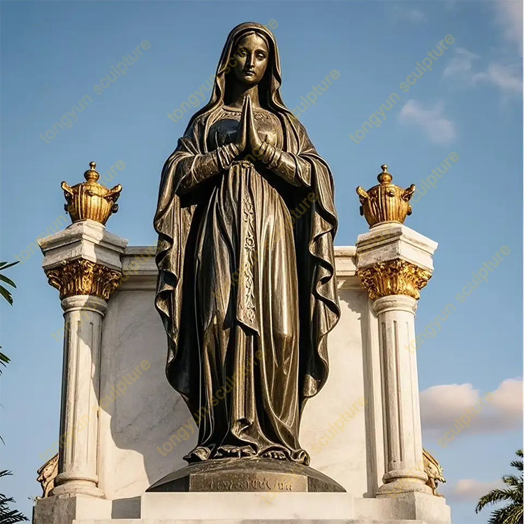 Custom Size Religious Our Lady Lourdes Statue Brass Casting Statue Bronze Mary Sculpture