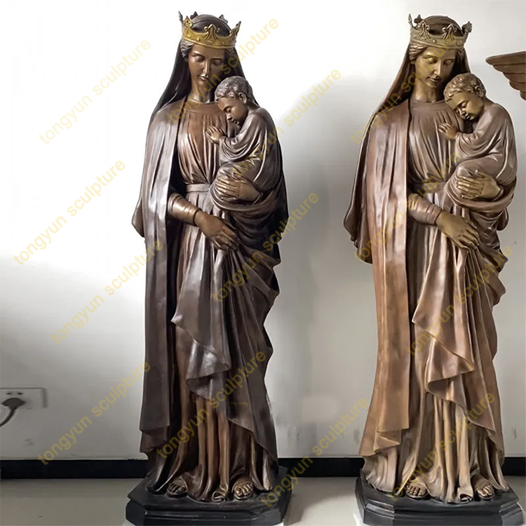 Outdoor Metal Craft Religious Catholic Church Virgin Mary and Jesus Bronze Statue Sculpture Bronze Virgin Mary Statue