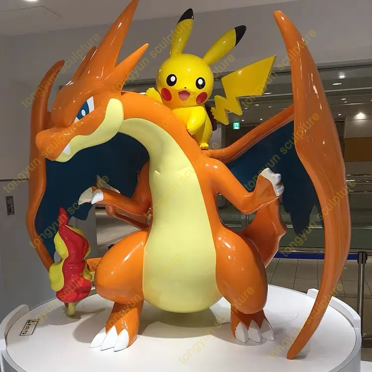 Famous Fiberglass Sculpture Cartoon 1:1 Figure Pikachu Resin Pokemone Statue for Decoration