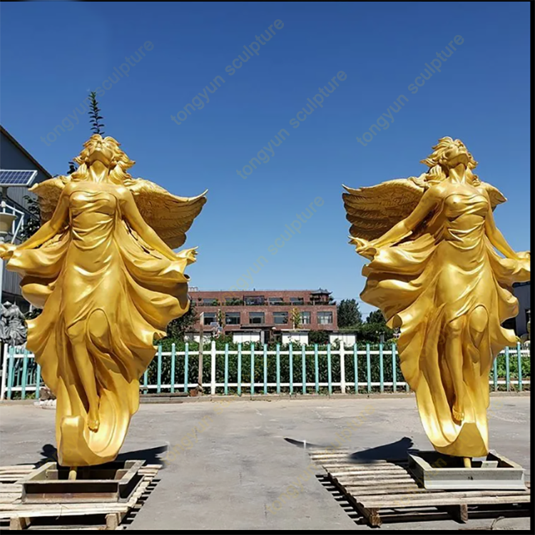 Custom Made Life Size Garden Outdoor Bronze Winged Angel Statue for Sale