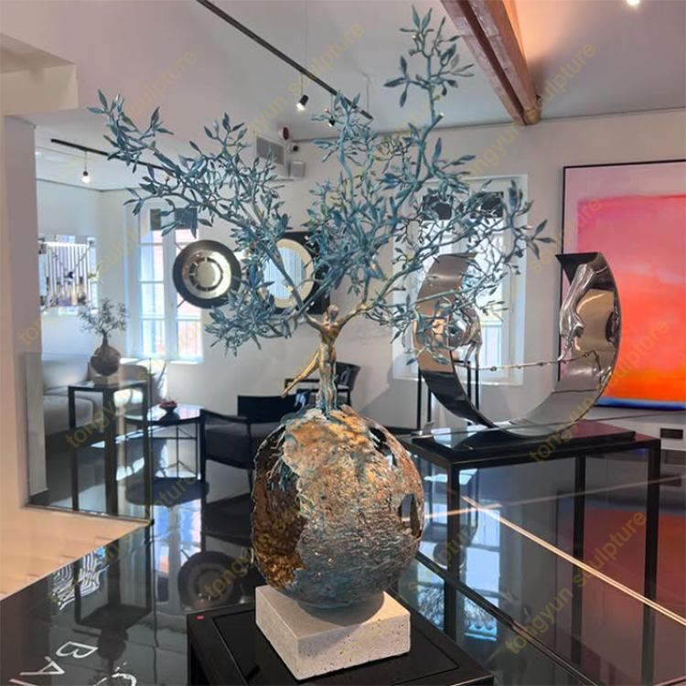 City Square Large Art Abstract Cast Bronze Tree of Earth Statue