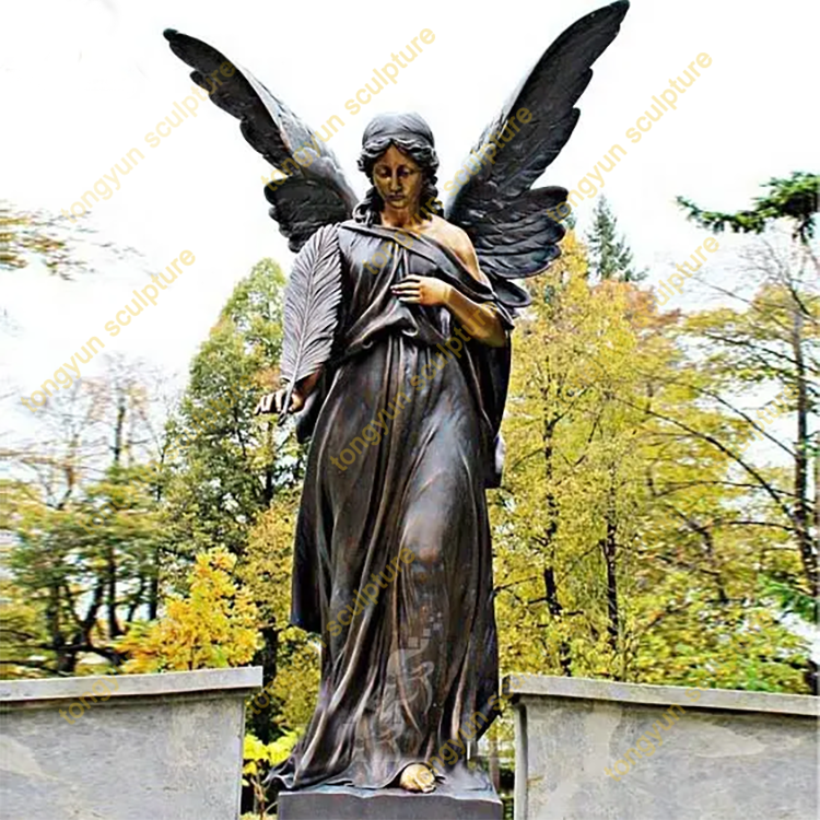 Custom Metal Art Bronze Angel Figurines  Large Bronze Angel Statue With Winged for Garden