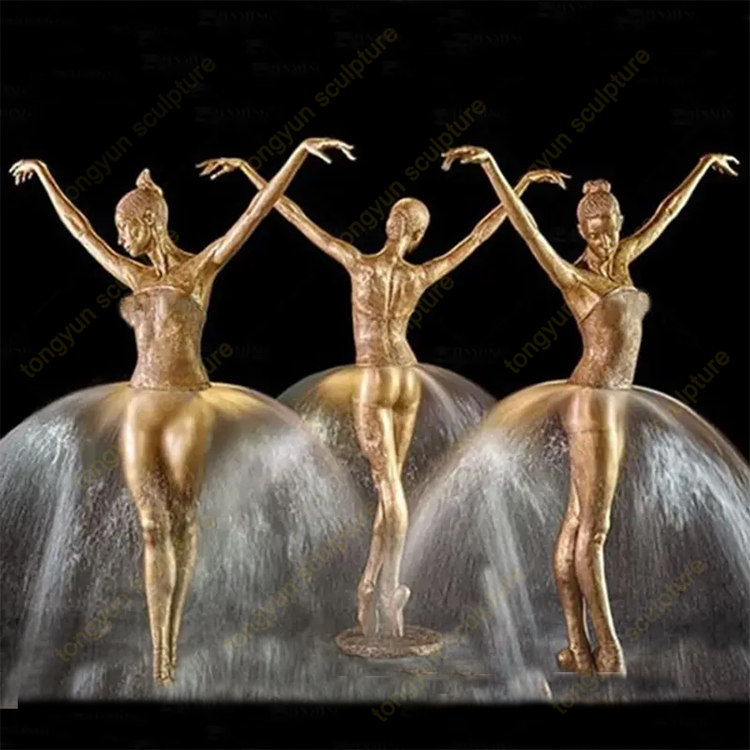  Outdoor Bronze Angel Statue Fountain Girl Modern Bronze Sculpture Water Fountain Dancer Large Bronze Fountain