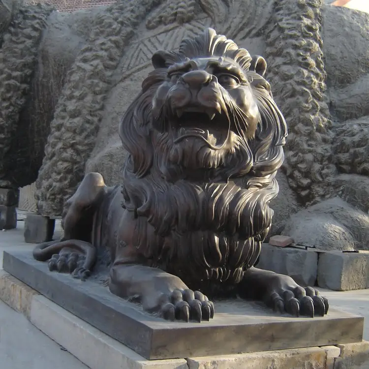 Custom Large Life-Size Outdoor Garden Bronze Statue Brass Copper Art Decor Sculpture Handmade Lion Cast Metal Crafts