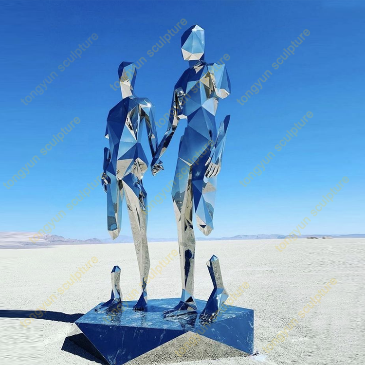 Outdoor Decorative Stainless Steel Couple Body Abstract Life Size Metal Human Sculpture