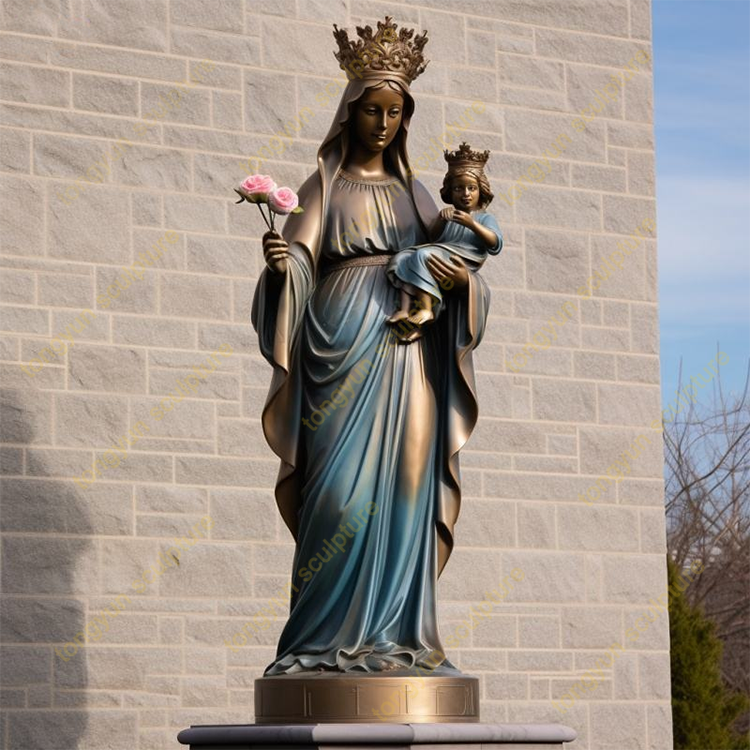 Life Size Religious Art Metal Mother Mary Statue Sculpture Bronze St Mary Statues With Baby Jesus