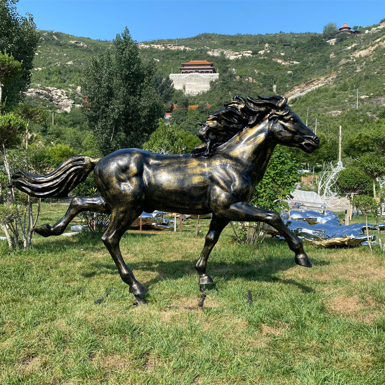 Large Size Outdoor Garden Decor Realistic Life-size Fiberglass Steel Horse Decor Statue Sculpture For Sale