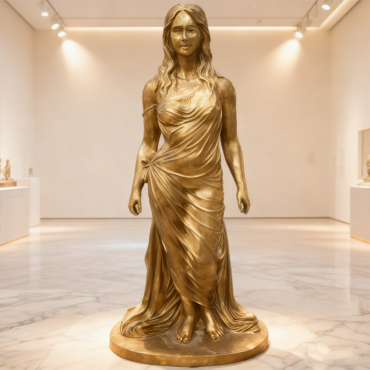 Sculptures of Bathsheba and Lady of Shalott Custom Life-Size Bronze Nude Dancing Girl Lady Sculpture