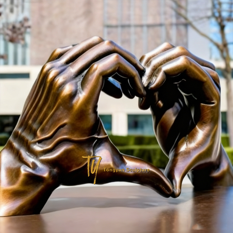 Large Garden Cast Bronze Metal Art Human Hand Landscape Sculptures Statue Abstract Modern Bronze I Love You Statue