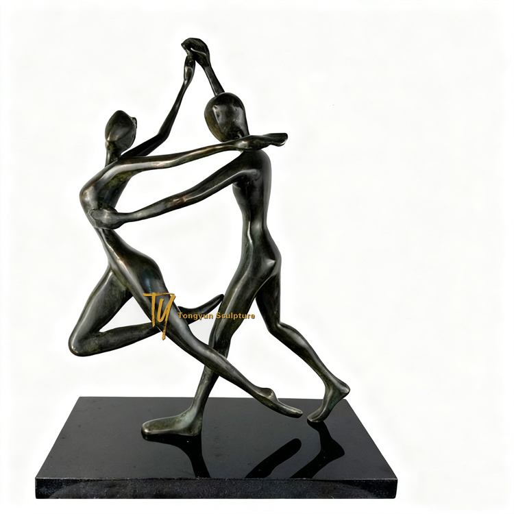 Original music bronze sculpture For Sale A Woman And Man Dancing Together Music Bronze Sculpture For Indoor Deco