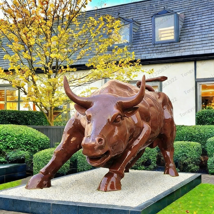 Red Patina Bull Outside Wall Street