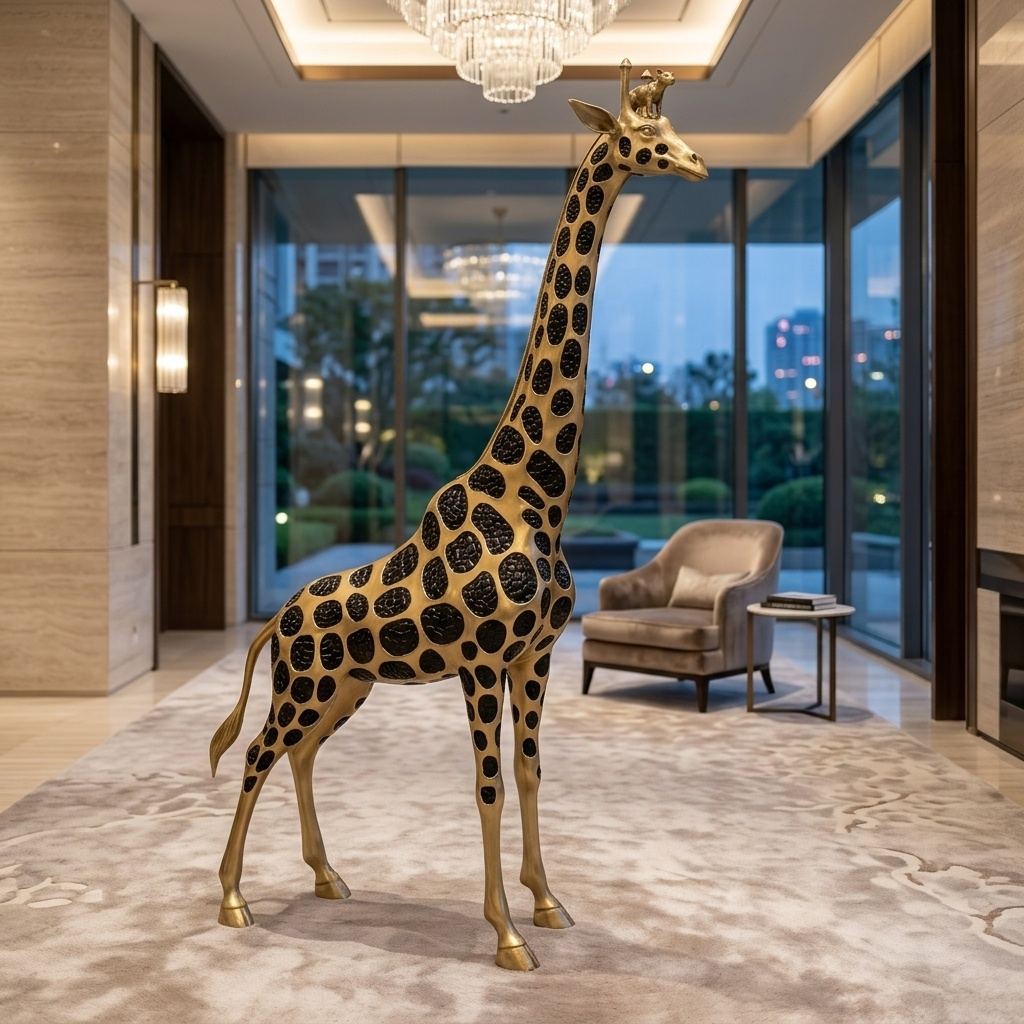 Custom-Designed Modern Bronze Sculpture Life-Size Beautiful Giraffe Outdoor Figurine
