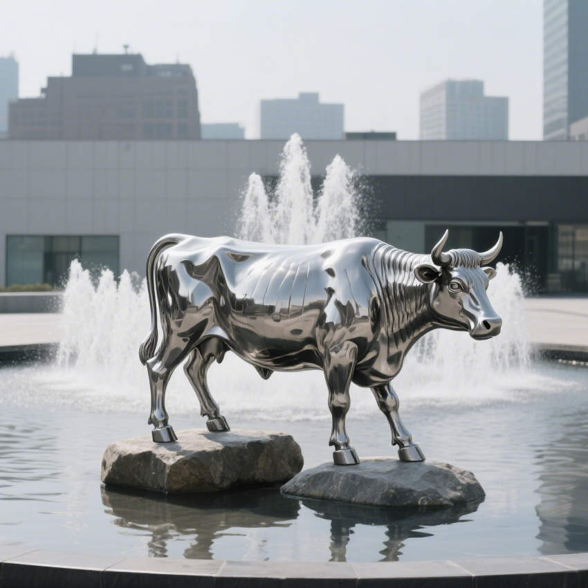 Stainless Steel Bull Sculpture: The Beauty of Strength and Art in Urban Water Features