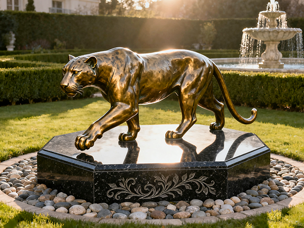 Leopard sculpture in the courtyard