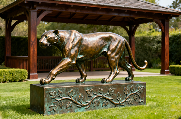 Bronze Leopard Sculpture in the Courtyard: The Integration of Dynamism and Craftsmanship