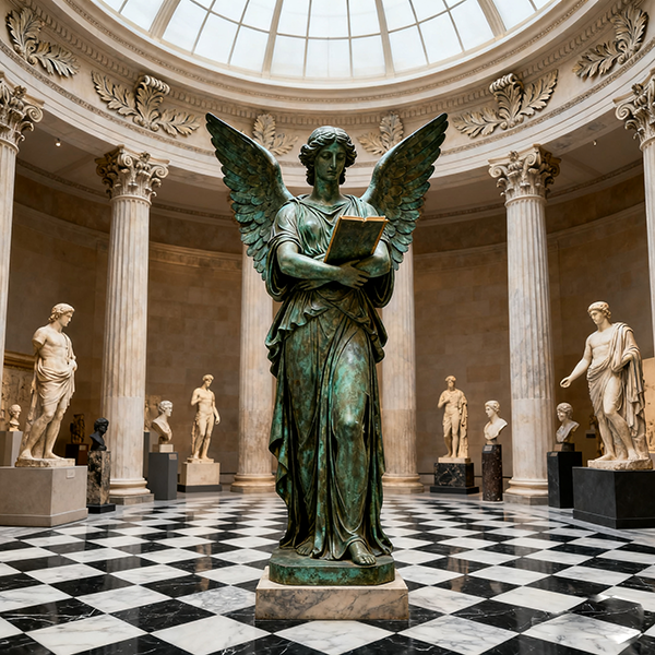 Bronze Angel: The Sacred Pose of Holding a Scroll Under the Dome