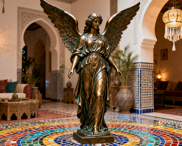 Indoor Bronze Angel Art with Blended Styles