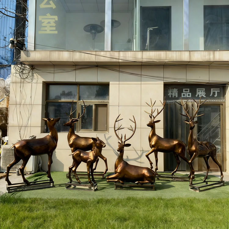 Outdoor High Quality Fiberglass Deer Group Sculpture for sale.jpg
