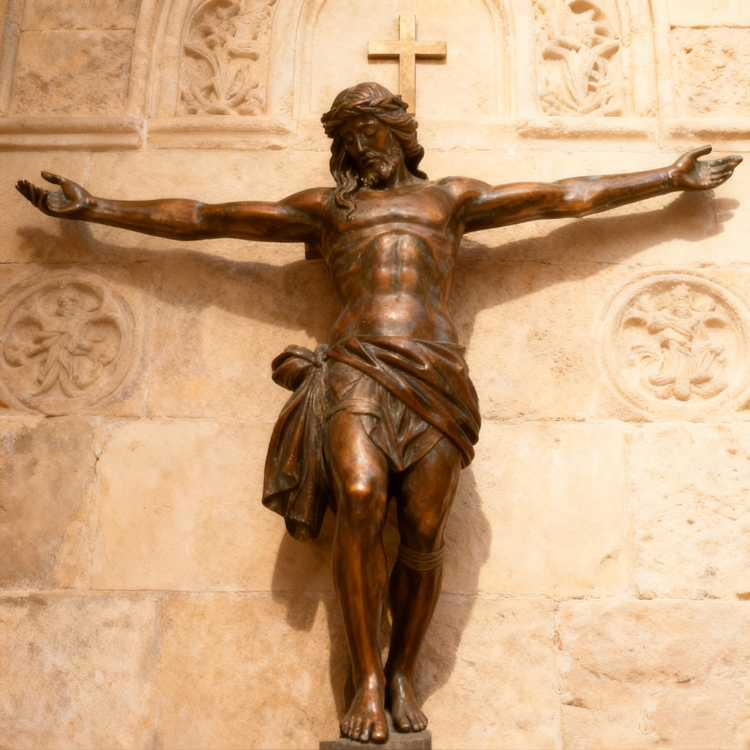 Large Vintage Gothic Bronze Christian Wall Crucifix Victorian Jesus on the Cross Crucifixion Bronze Sculpture Christ Decor.jpg