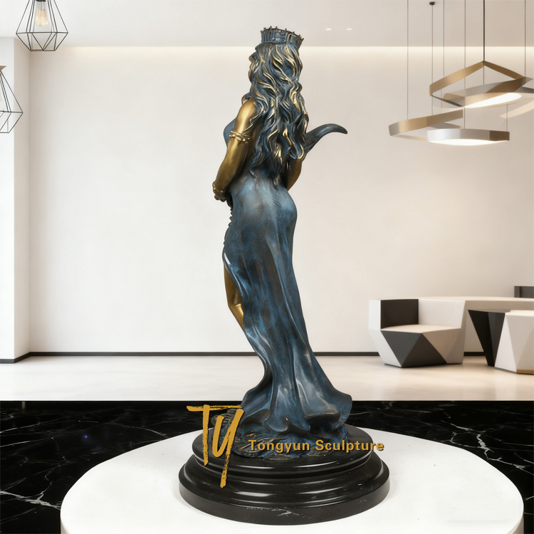 Goddess Fortuna Statue: Bronze and Blue Tyche Sculpture Artistic Bronze Statue Copper European Style Figure.jpg