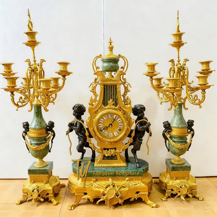 Antiques Louis XVI French Bronze and Marble Garniture Set Clock & Candelabras Two Little Boy Angle Statues.jpg