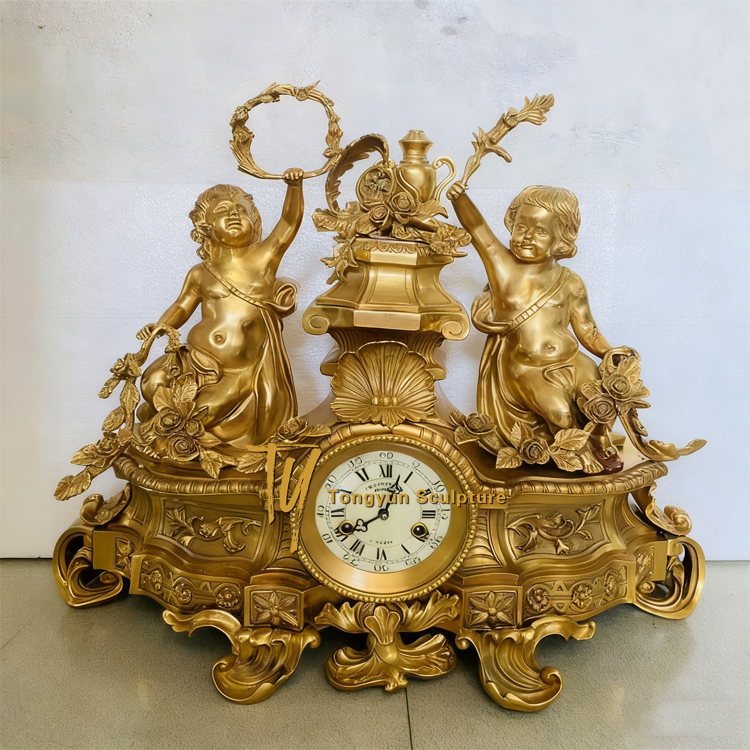 Antiques Louis XVI French Bronze and Marble Garniture Set Clock & Candelabras Two Little Boy Angle Statues.jpg
