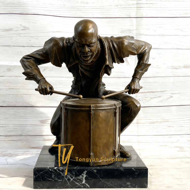 African American Jazz Band Male Singer with Statue Figurine Bronze Sculpture Art Decorative.jpg