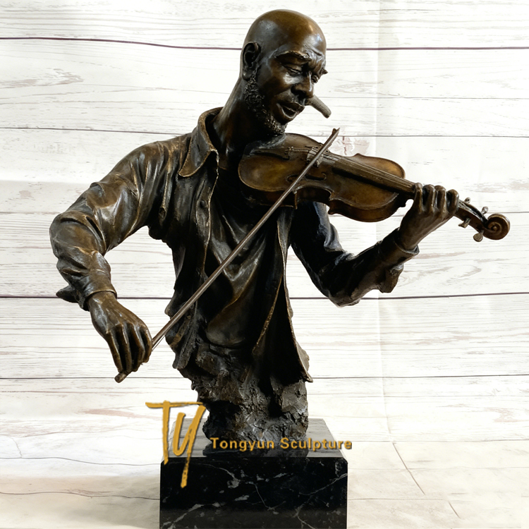 African American Jazz Band Male Singer with Statue Figurine Bronze Sculpture Art Decorative.jpg