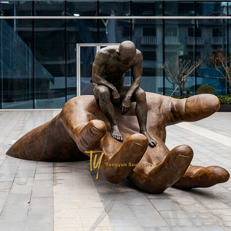 Large Garden Cast Bronze Metal Art Human Hand Landscape Sculptures Statue Abstract Modern Bronze I Love You Statue.jpg